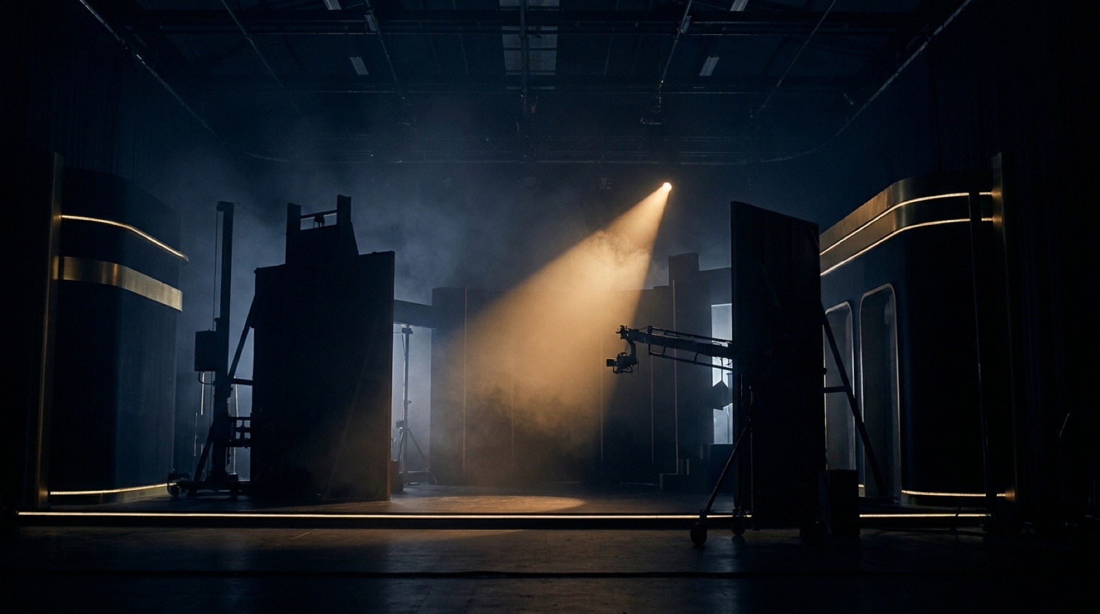 Cinematic dark spotlight composition for HARAHARA original IP showcase